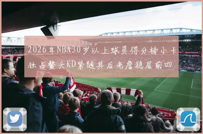 2026年NBA30岁以上球员得分榜小卡独占鳌头KD紧随其后老詹稳居前四